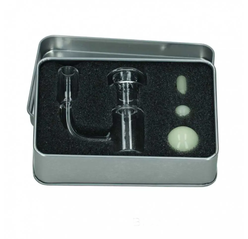 Banger ze Szkła Kwarcowego + Akcesoria 14,5 mm / 90 stopni - Blue Green