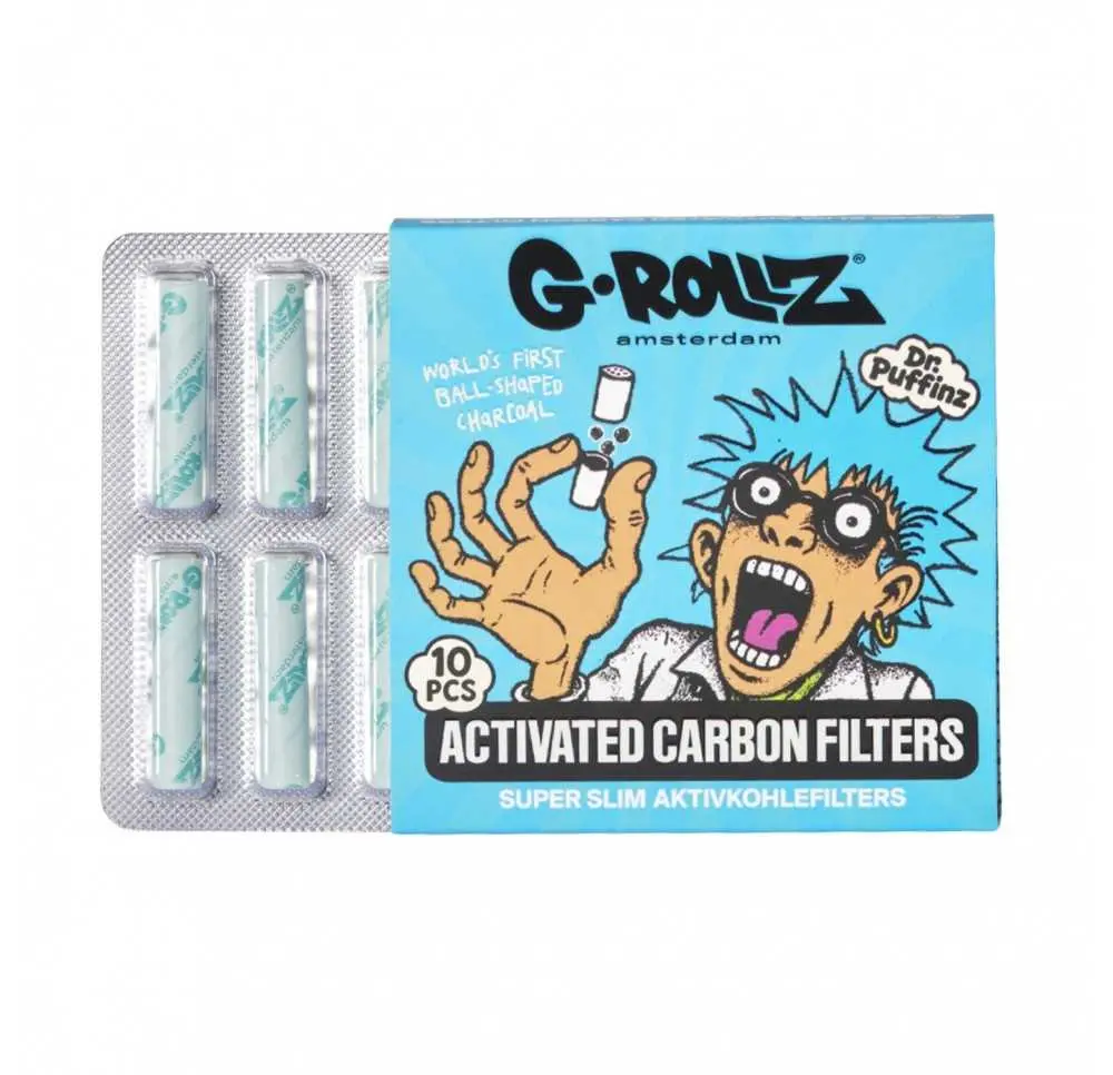 Filterki z węglem aktywnym G-Rollz 6mm niebieskie 10 sztuk