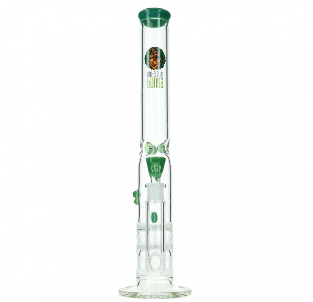 Unikatowe Bongo Podwójne Sito - Zielone v2 / 45 cm / 5 mm