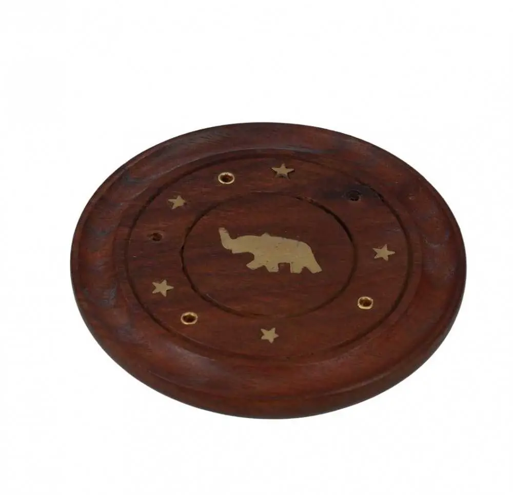 Round Wooden Incense Holder 7 cm