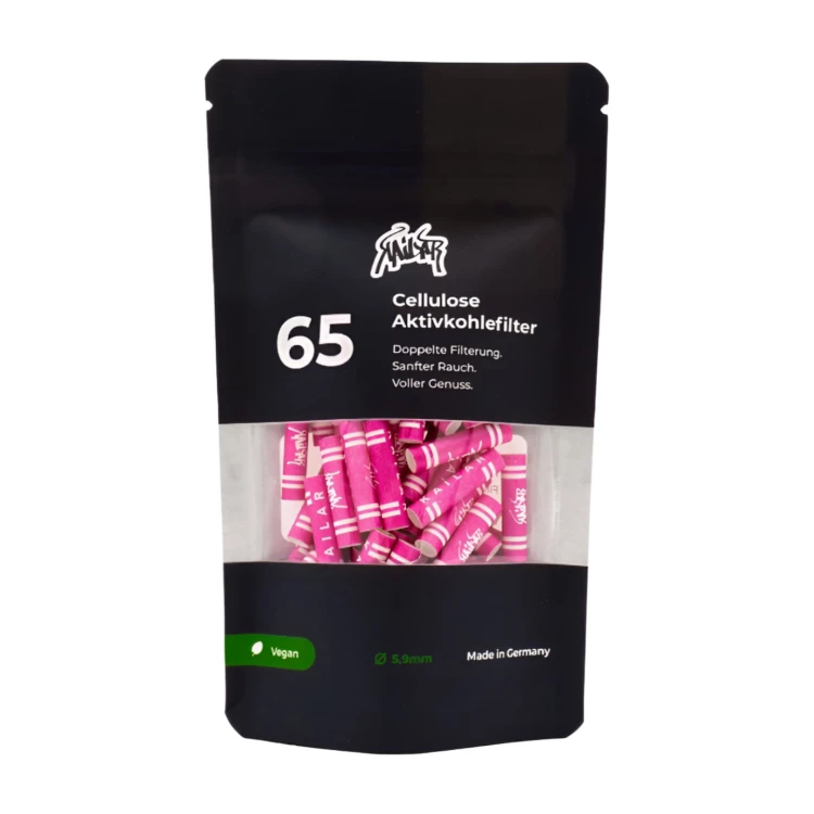 Filterki z węglem aktywnym Slim 5,9mm 65szt RÓŻOWE