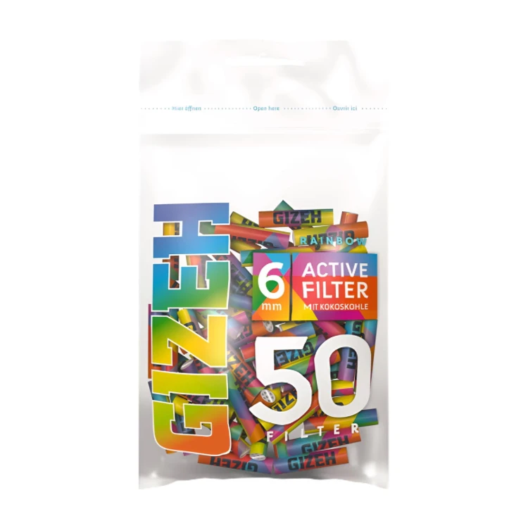 Filterki aktywne Gizeh Rainbow 6mm 50 szt.