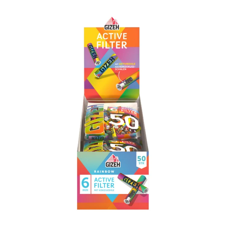 Filterki aktywne Gizeh Rainbow 6mm 50 szt.