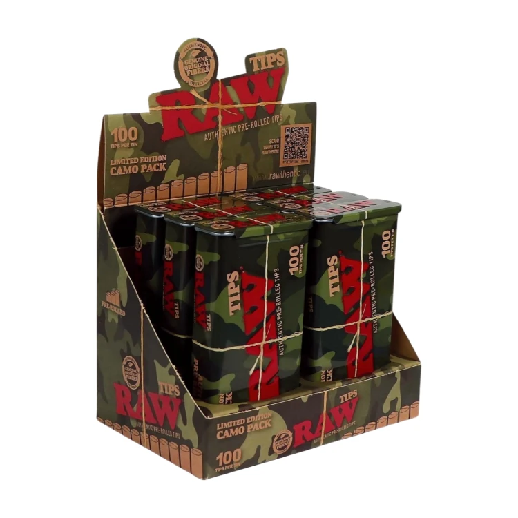 Filterki RAW 6,5x18mm w metalowej puszce 100szt CAMO