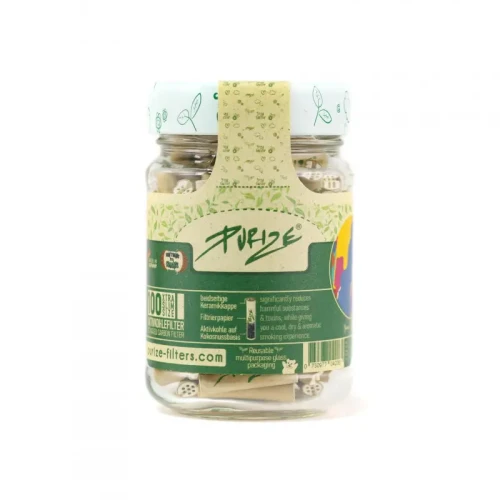 Filtry z Aktywnym Węglem Purize Xtra Slim - Słoik 100 sztuk - Organic