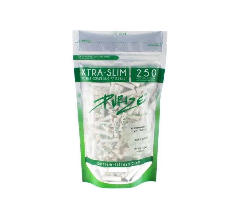 Filtry z Aktywnym Węglem Purize Xtra Slim 250 sztuk - White