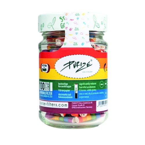 Filtry z Aktywnym Węglem Purize Xtra Slim - Słoik 100 sztuk - Rainbow