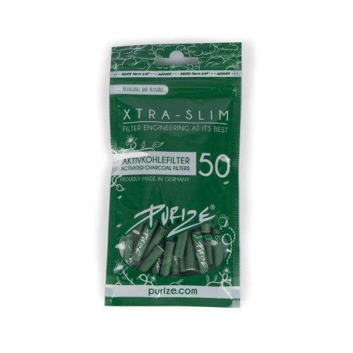 Filtry z Aktywnym Węglem Purize Xtra Slim 50 sztuk - Green