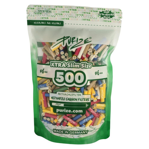 Filtry z Aktywnym Węglem Purize Multicolor Xtra Slim 500 sztuk