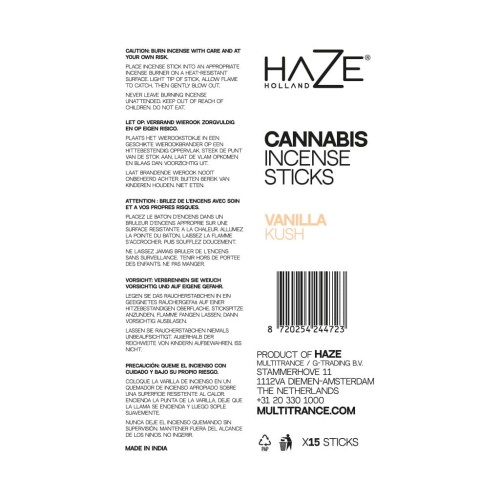 Konopne kadzidełka zapachowe HaZe - Wanilia