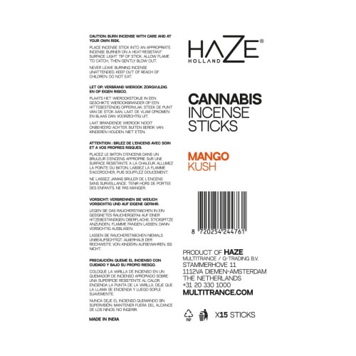 Konopne kadzidełka zapachowe HaZe - Mango