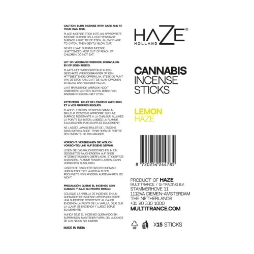 Konopne kadzidełka zapachowe HaZe - Cytrynowe