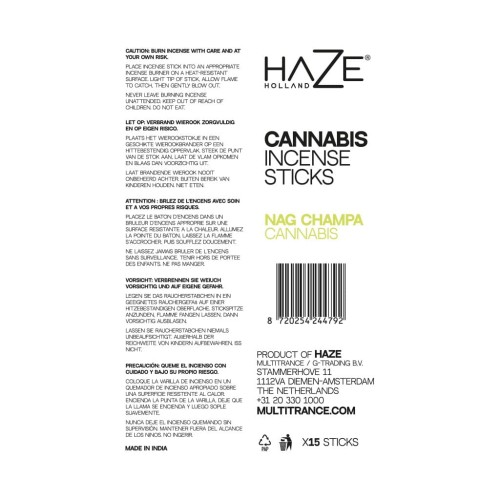 Konopne kadzidełka zapachowe HaZe - Nag Champa
