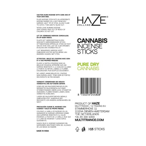 Konopne kadzidełka zapachowe HaZe - Suchy Liść Konopii