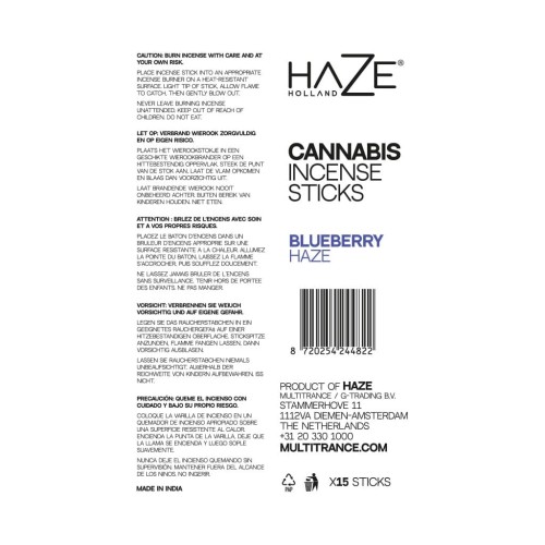 Konopne kadzidełka zapachowe HaZe - Jagoda (Blueberry)