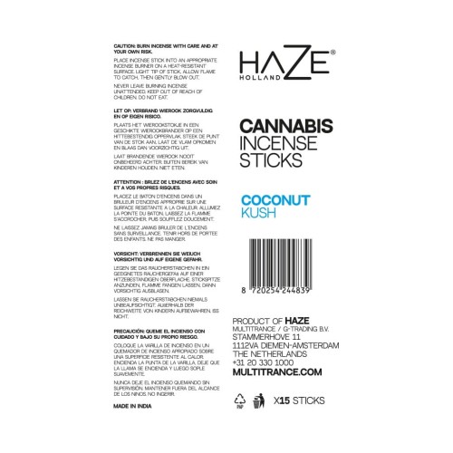 Konopne kadzidełka zapachowe HaZe - Kokos