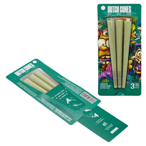 Bibułki Skręcone Dutch Cones King Size Green 3 szt.