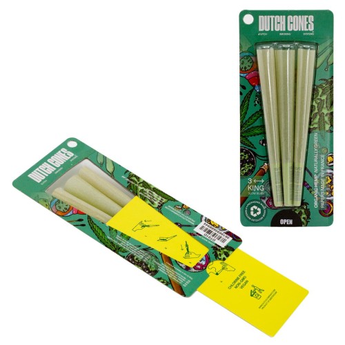 Bibułki Skręcone Dutch Cones King Size Green 3 szt.