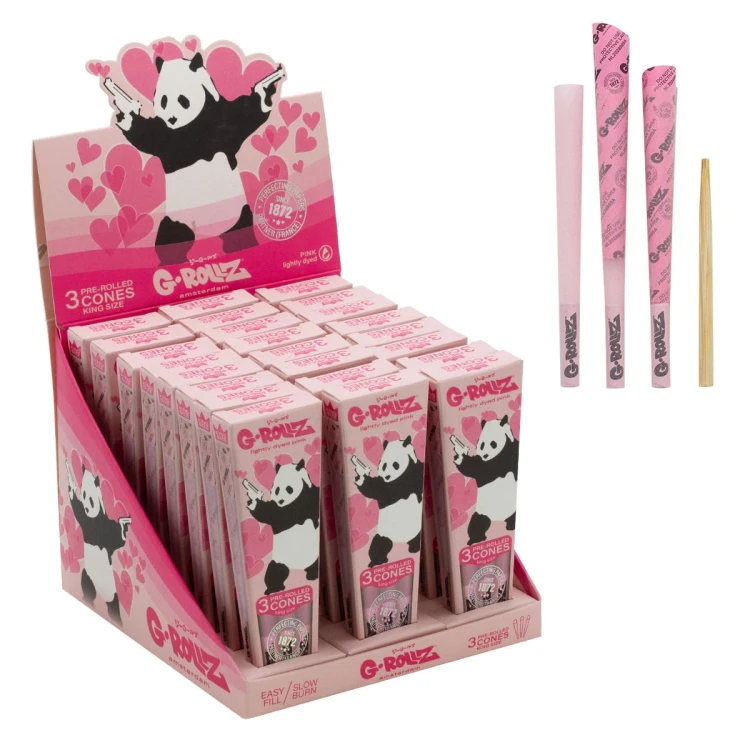 Bibułki skręcone G-Rolls Banksy Panda KS Pink 3szt