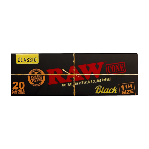 Skręcone bibułki RAW Black 1 1/4 z filtrami 20szt