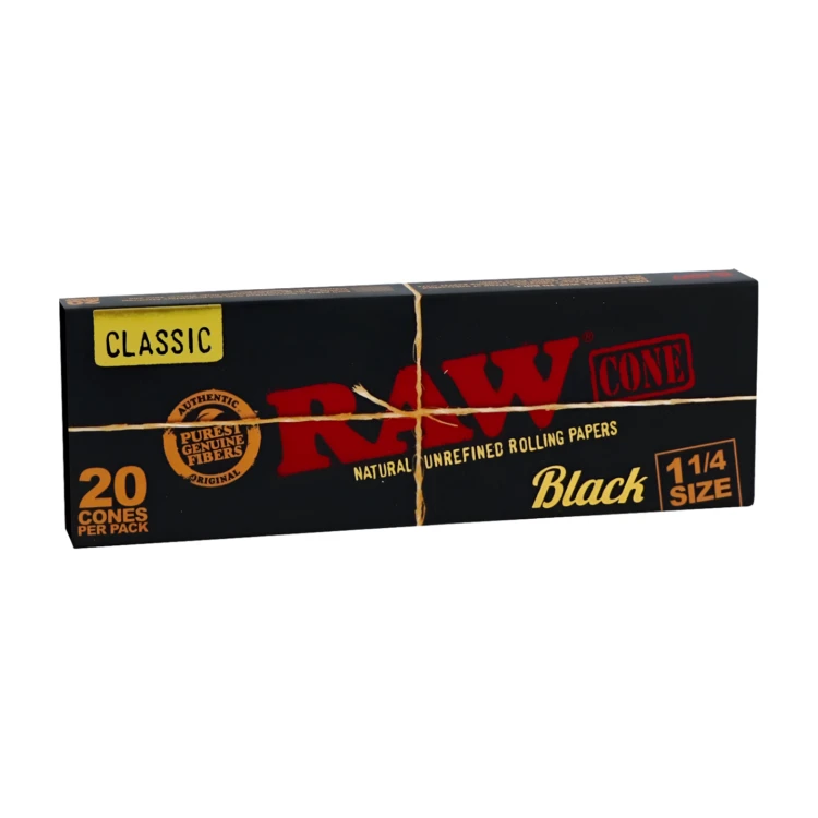 Skręcone bibułki RAW Black 1 1/4 z filtrami 20szt