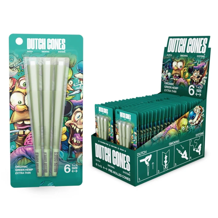 Bibułki skręcone Dutch Cones 1 1/4 Green Hemp 6 szt.