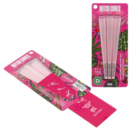 Bibułki Skręcone Dutch Cones King Size Pink 3 szt.