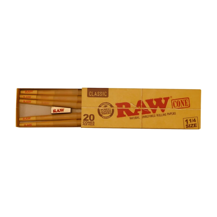 Skręcone bibułki RAW 1 1/4 z filtrami 20szt