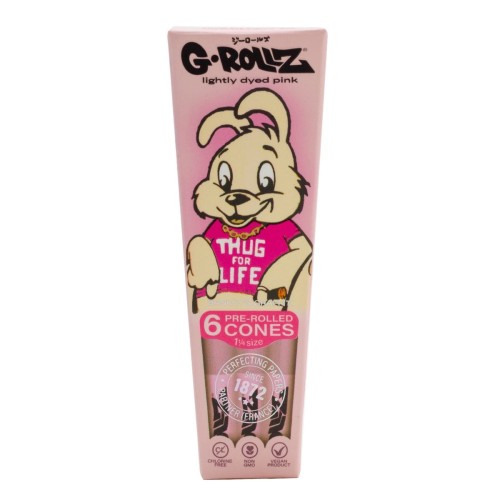 Bibułki skręcone G-Rolls Banksy Thug for Life 1 1/4  Pink 6 szt.