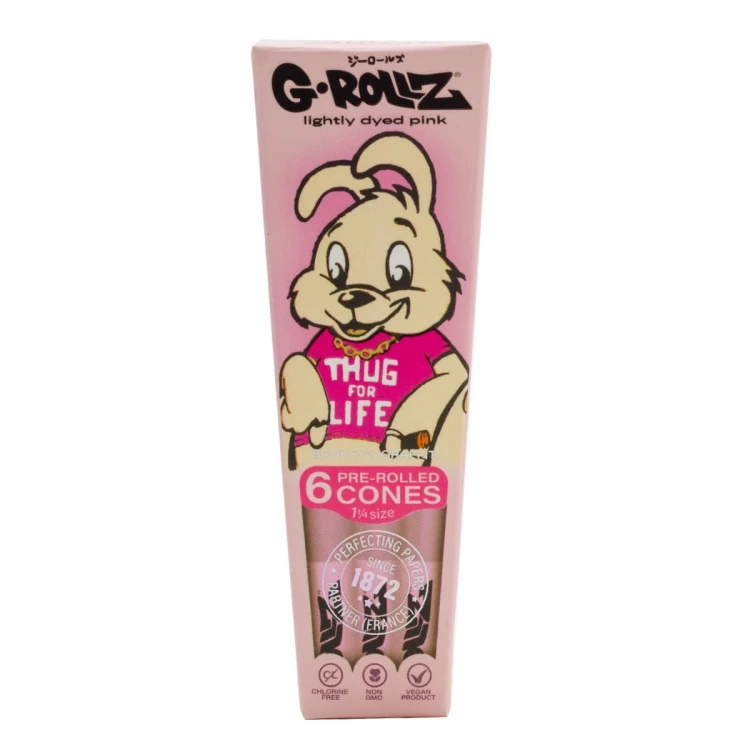 Bibułki skręcone G-Rolls Banksy Thug for Life 1 1/4  Pink 6 szt.