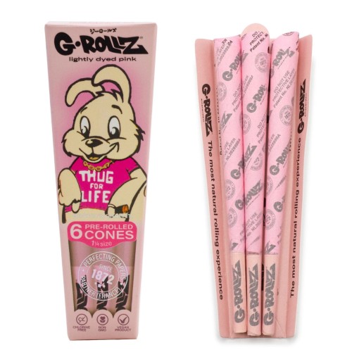 Bibułki skręcone G-Rolls Banksy Thug for Life 1 1/4  Pink 6 szt.