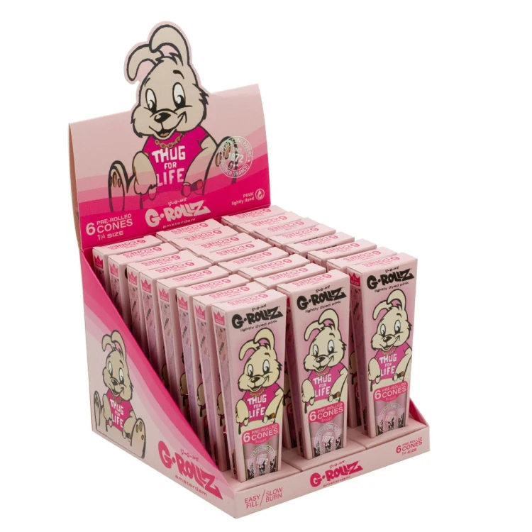 Bibułki skręcone G-Rolls Banksy Thug for Life 1 1/4  Pink 6 szt.