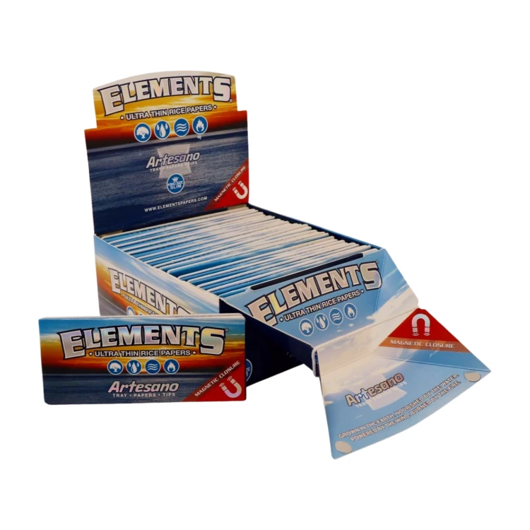 Bibułki Elements Artesano King Size Slim + Tipy + Tacka