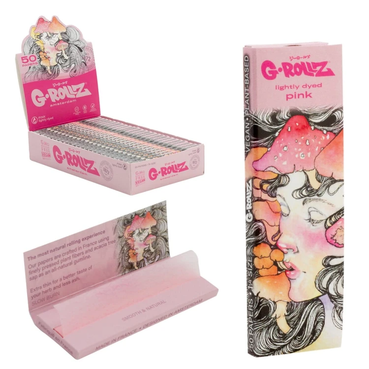 Bibułki G-Rollz Mushroom Pink 1 1/4