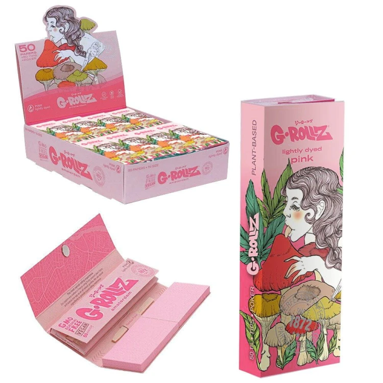 Bibułki G-Rollz Mushroom Lady Pink 1 1/4+tipy
