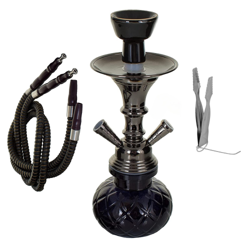 Fajka wodna / Shisha 2-wężowa czarna - BLACK 28cm