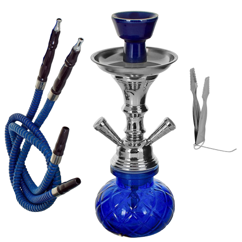Fajka wodna / Shisha 2-wężowa niebieska - BLUE 28cm