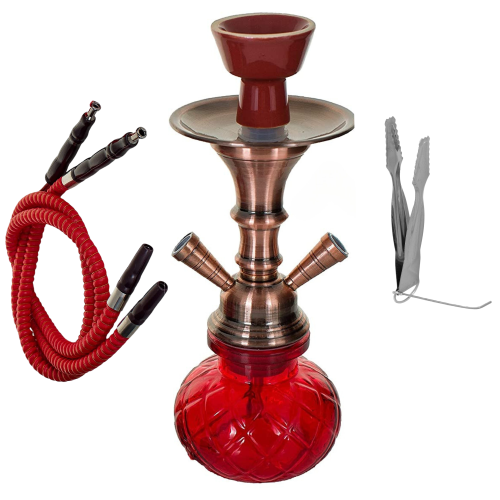Fajka wodna / Shisha 2-wężowa czerwona - RED 28cm