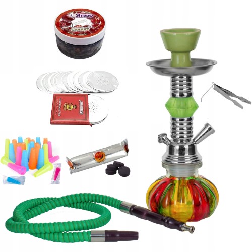 Fajka wodna / Shisha 1-wężowa jamajka - JAMAJCA 28cm ZESTAW