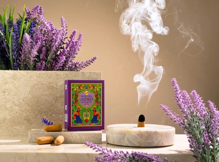 Kadzidełka Stożkowe Golden India 10 szt. - Lavender