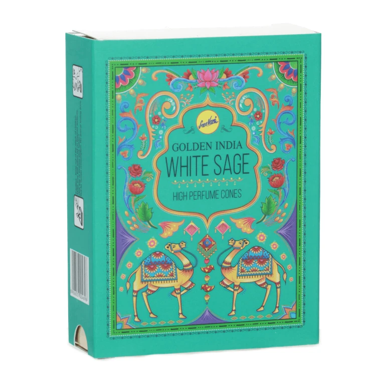 Kadzidełka Stożkowe Golden India 10 szt. - White Sage