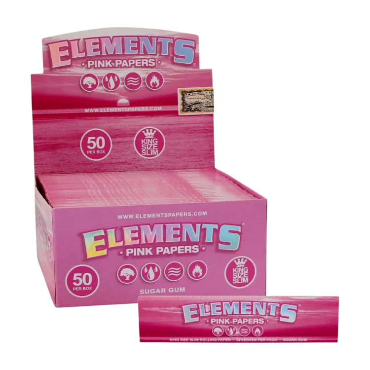 Bibułki Elements PINK King Size Slim