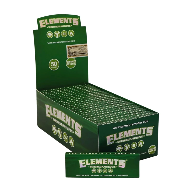 Bibułki Elements GREEN Single Wide