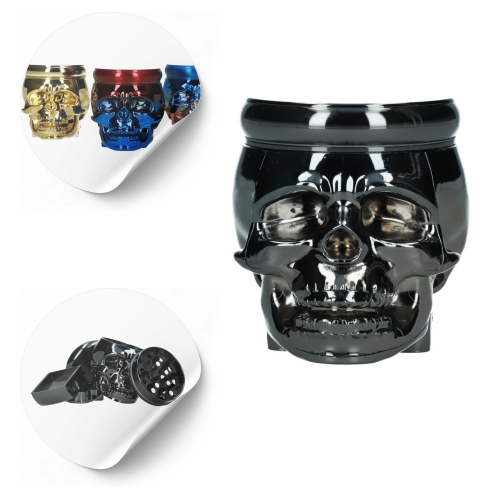 Młynek metalowo-akrylowy Czaszka 4 części 83 mm MIX kolor