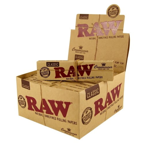 BOX - 24 x Bibułka RAW CONNOISSEUR KS slim + Tips