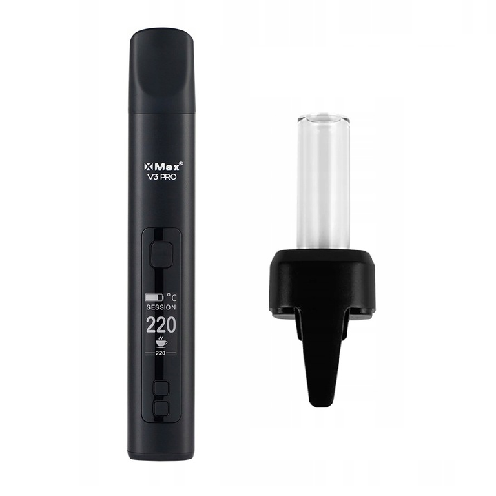 ZESTAW - Waporyzator X-Max V3 Pro Czarny oraz Szklany Ustnik do V3 Pro