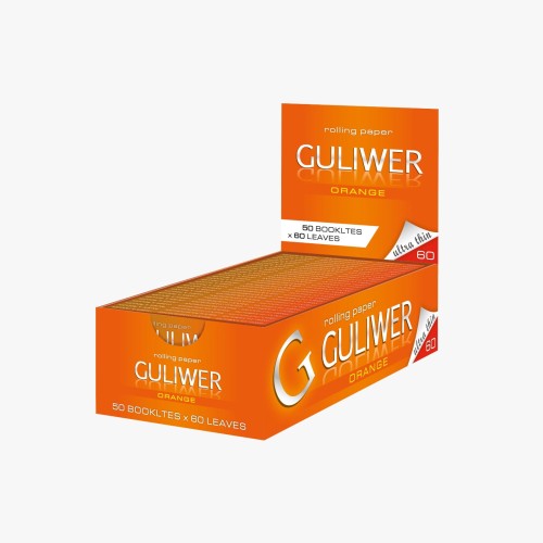 BOX - 50 x Bibułki Guliwer Orange 70x36 mm - 60 szt.
