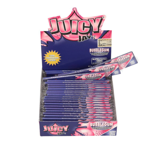 BOX - 24 x Bibułki Juicy Jay's Bubble Gum King Size Slim - Guma do Żucia