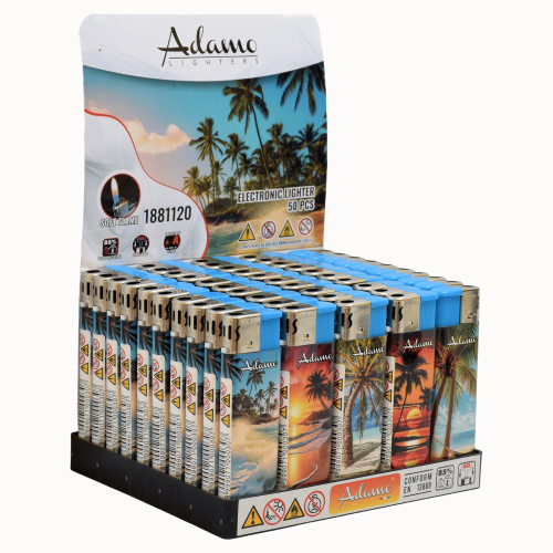 BOX - 50 x Zapalniczka piezo-elektryczna Adamo Tropical Beach