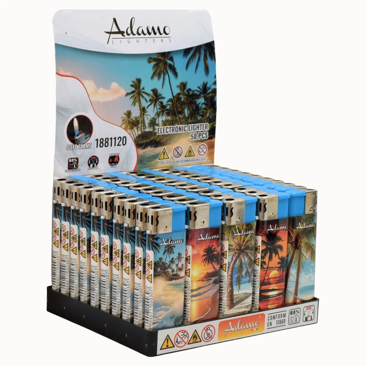 BOX - 50 x Zapalniczka piezo-elektryczna Adamo Tropical Beach